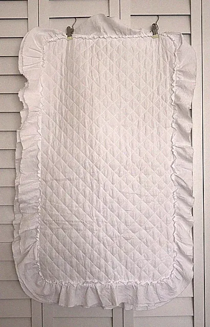 Cottagecore White Pillow Sham SET Of 2 Quilt Top Tie Back Ruffled Edge Cal King