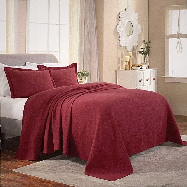 Fleur De Lis Cotton Matelasse Medallion Bedspread and Pillow Sham Bedding Set
