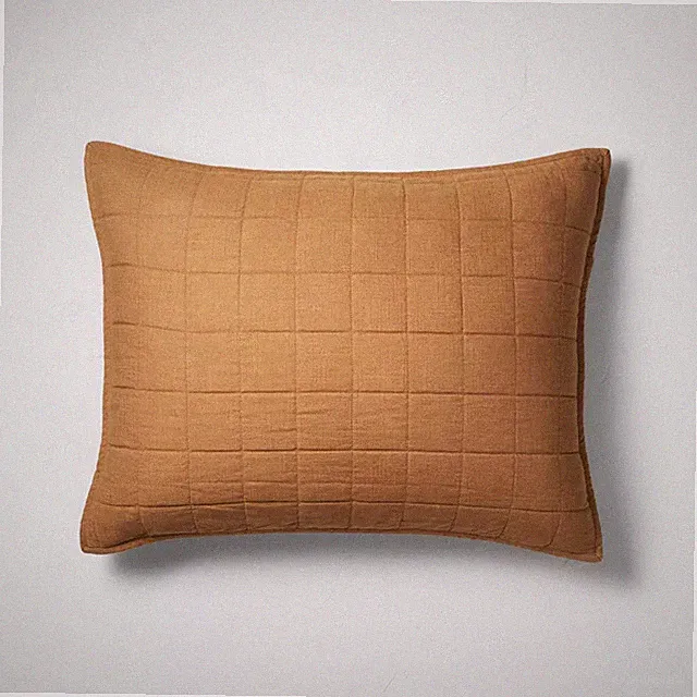 King Heavyweight Linen Blend Quilt Pillow Sham Warm Brown - Casaluna