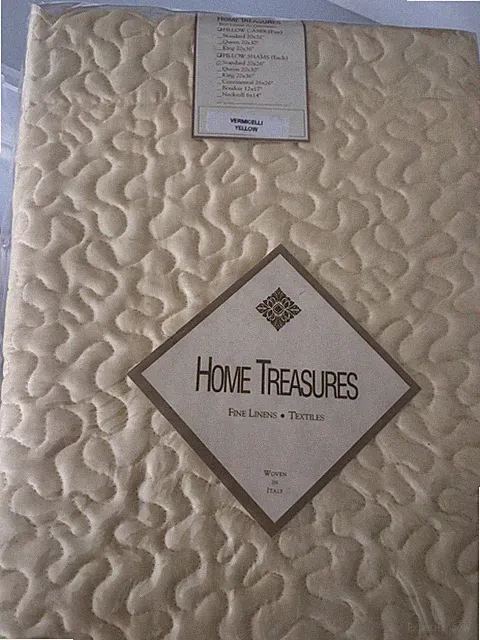 NIP Home Treasures Butter Yellow Vermicelli Quilted Standard Sham with Scallops