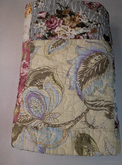 Quilted Patchwork Floral Pillow Sham King Cottagecore