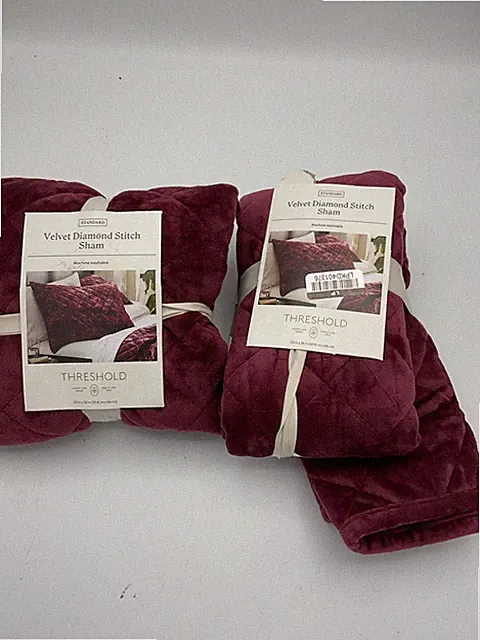 Threshold Standard/Queen Set Of 2 Luxe Diamond Stitch Velvet Pillow Sham Purple