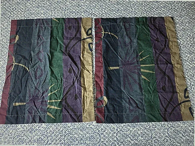 Vintage 90’s Springs Pillow Shams Set Of 2 Boho Tribal 24”X 30” Burgundy Green